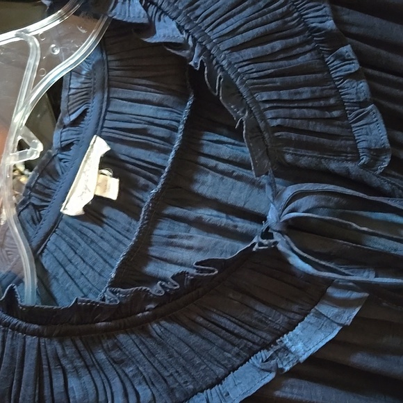 Blue tie front blouse from Mystree, soft open bottom long sleeve,size M - Picture 2 of 9